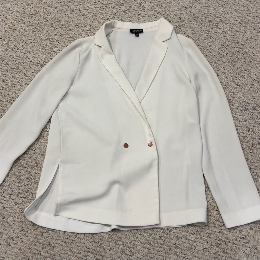 Topshop Ivory Double-Breasted Blazer